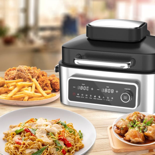 Top Loading Air Grill Family XL Air Fryer Stainless Steel Silver Image 3