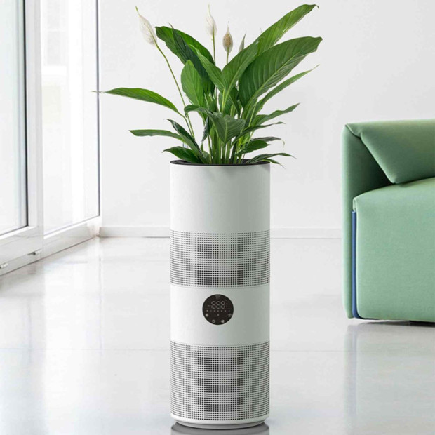 Tower Air Purifier with Planter 2-in-1 WI-FI App Control HEPA White Image 2
