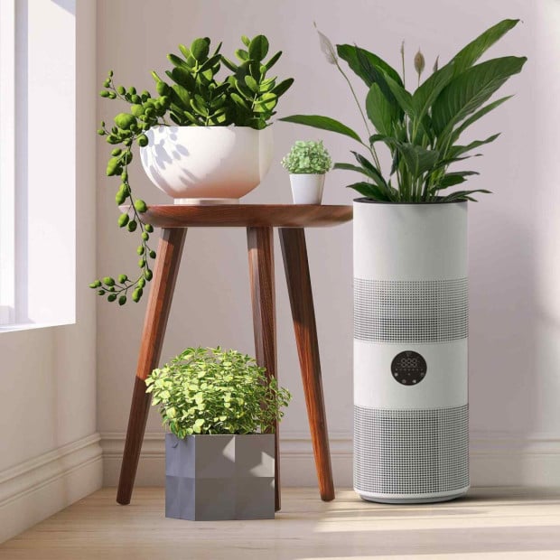Tower Air Purifier with Planter 2-in-1 WI-FI App Control HEPA White Image 3
