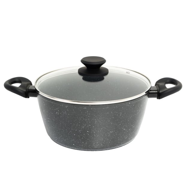 Stone Chef Forged Casserole With Lid Cookware Kitchen Black 24cm Image 2