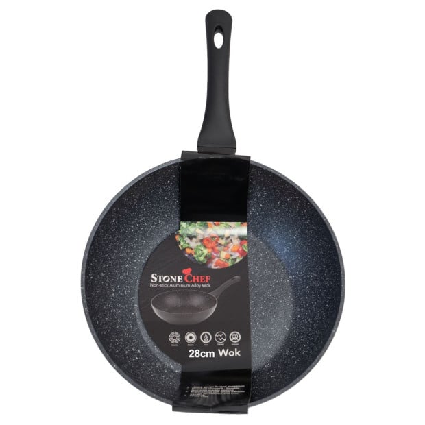 Stone Chef Forged Wok Non Stick Cookware Kitchen Black 28cm Image 2