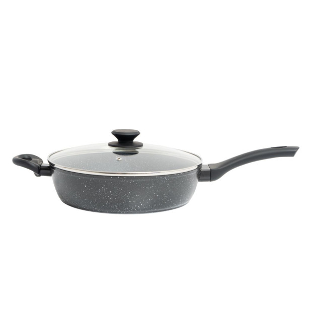 Forged Deep Frying Pan With Lid Cookware Kitchen Fry Pan Black 28cm Image 6