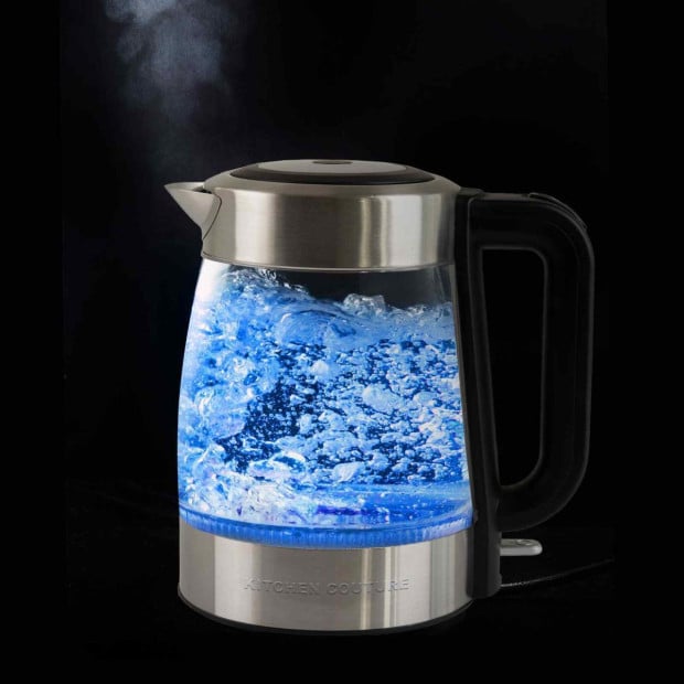 Cool Touch Stainless Steel LED Glass Kettle Dual Wall 1.7L Image 3