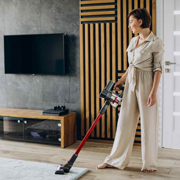 Wet Mop 2-IN-1 Cordless Stick Vacuum Cleaner Handheld Recharge - Red Image 5