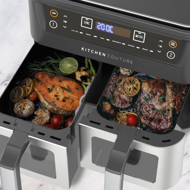 Dual View 2 x 5 Litre (10 Litre) Air Fryer Stainless Steel Image 11