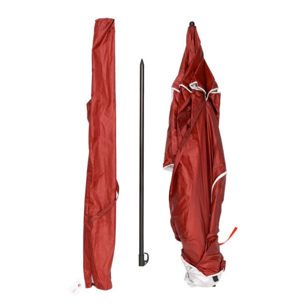 Beach Umbrella 2.4M Outdoor Garden Beach Portable Shade Shelter - Red Image 11
