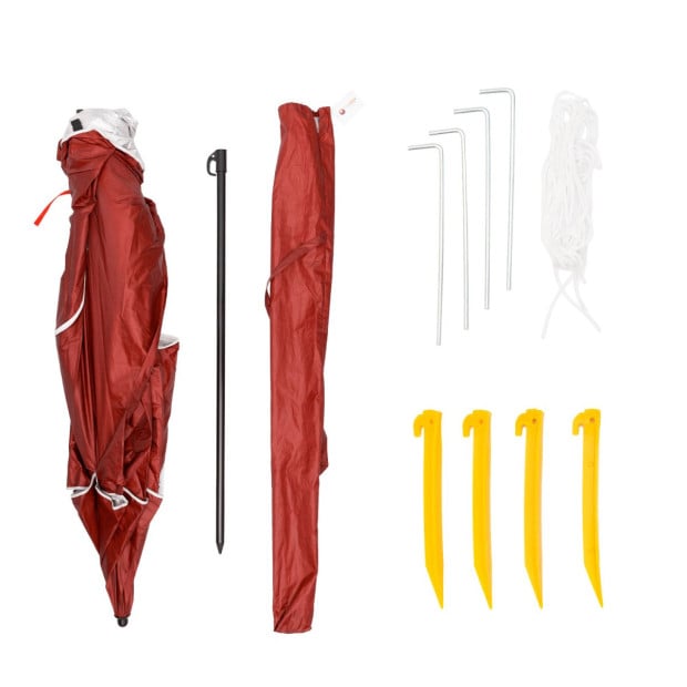 Beach Umbrella 2.4M Outdoor Garden Beach Portable Shade Shelter - Red Image 9