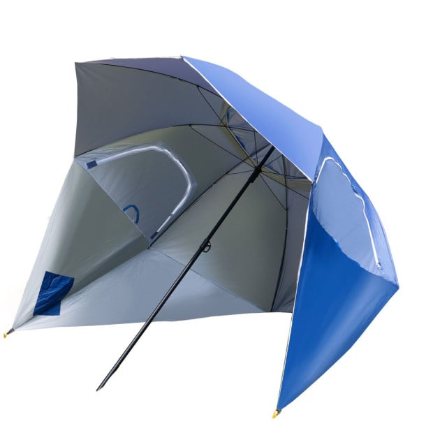 Beach Umbrella 2.4M Outdoor Garden Beach Portable Shade Shelter - Blue
