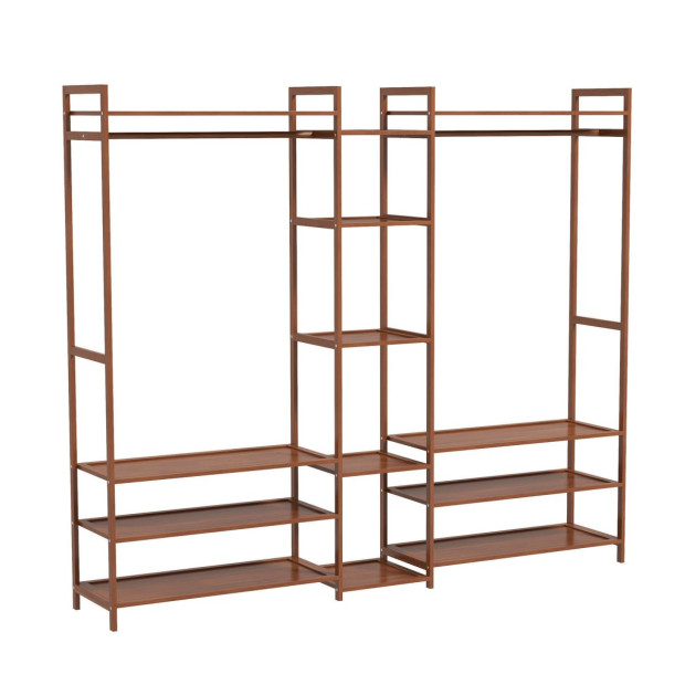 Multifunctional Bamboo Clothes Wardrobe Shoe Storage Stand Organiser Image 10