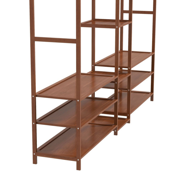 Multifunctional Bamboo Clothes Wardrobe Shoe Storage Stand Organiser Image 11