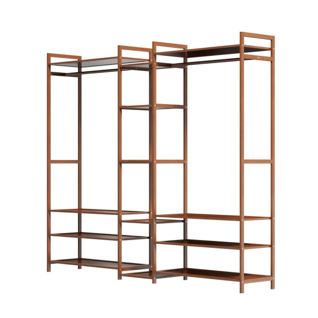 Multifunctional Bamboo Clothes Wardrobe Shoe Storage Stand Organiser Image 6