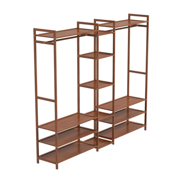 Multifunctional Bamboo Clothes Wardrobe Shoe Storage Stand Organiser Image 8