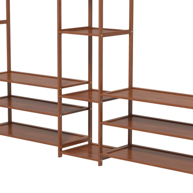 Multifunctional Bamboo Clothes Wardrobe Shoe Storage Stand Organiser Image 9