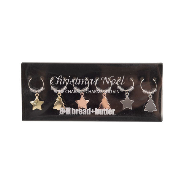 3 Stars and 3 Trees Wine Glass Charms - 6 Pack