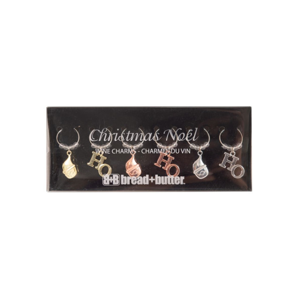3 Santas and 3 HO Wine Charms - 6 Pack