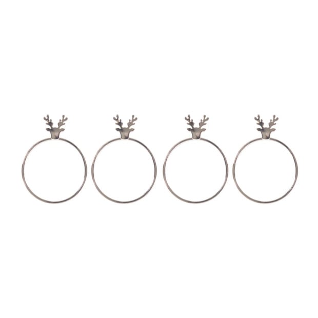 Napkin Rings - Stag Head - 4 Pack - Silver
