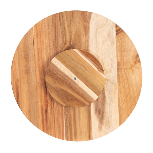 18 Inch Print Wooden Lazy Susan Tray - White Snowflake Image 3