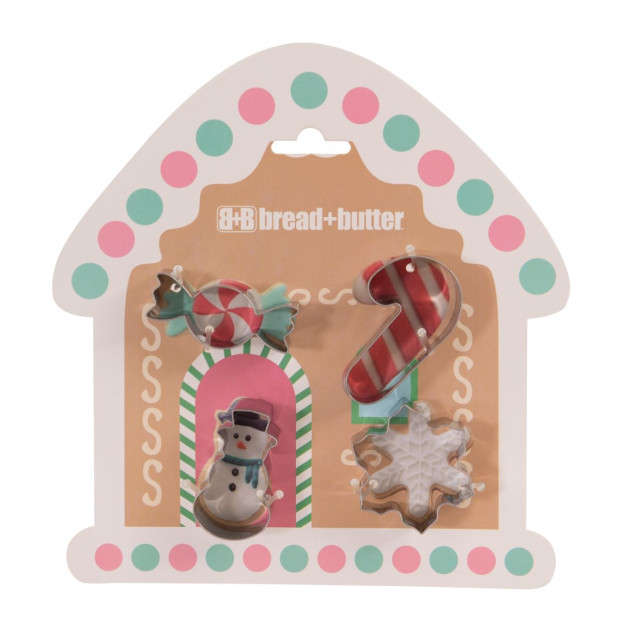 Cookie Cutter - House Snowman Snowflake Candy Cane - 4 Pk
