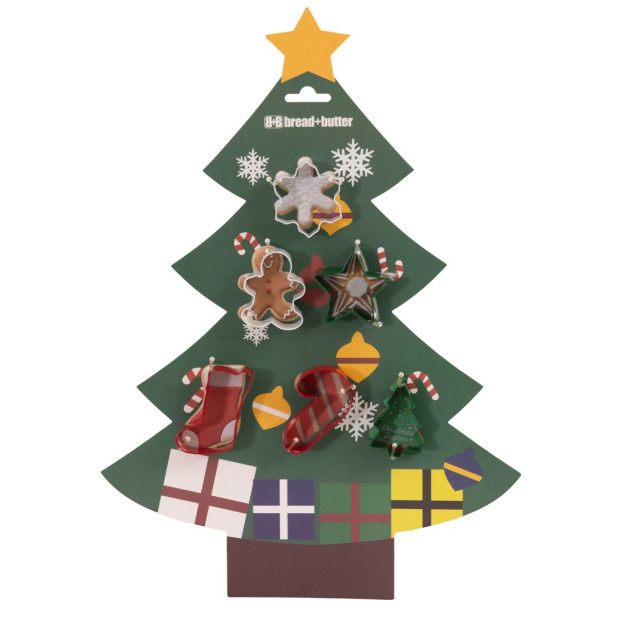 Cookie Cutter Set - Tree Sock Gman flake Star Candy - 6 Pk