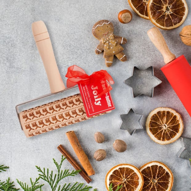 Laser Etch Mini Wooden Roller with Handle - Fairisle Image 2