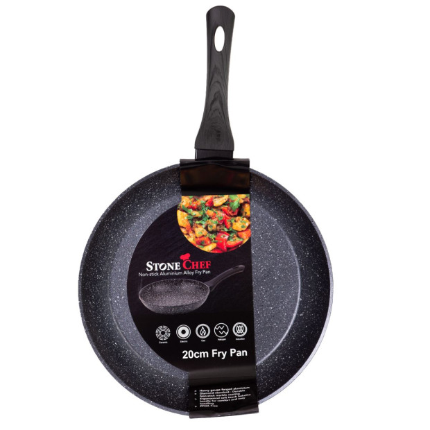 Stone Chef Forged Frying Pan Cookware Kitchen Black Grey Handle 20cm Image 3