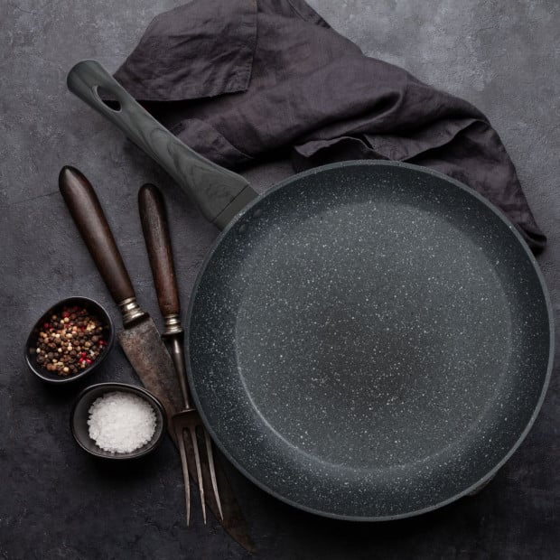 Forged Frying Pan Cookware Kitchen Fry Black Grey Handle 30cm Image 2