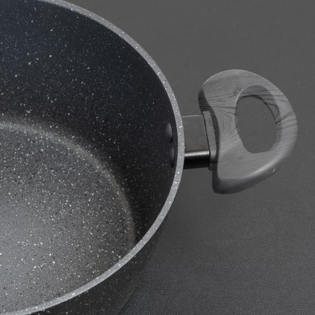 Forged Casserole With Lid Cookware Kitchen Black Grey Handle 24cm Image 8