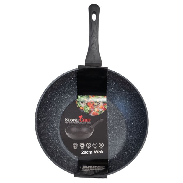 Forged Wok Non Stick Cookware Kitchen Black Grey Handle 28cm Image 5