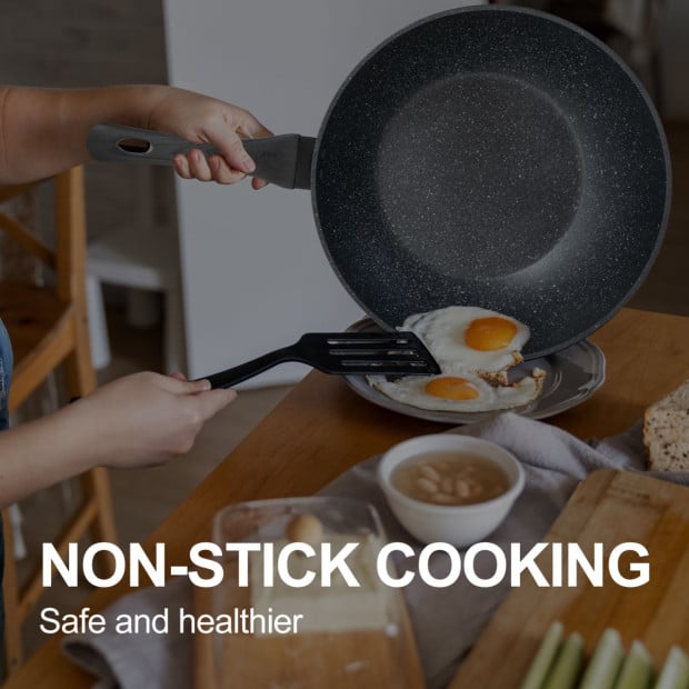 Forged Wok Non Stick Cookware Kitchen Black Grey Handle 28cm Image 7