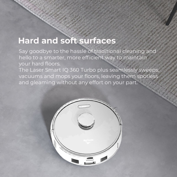 Laser IQ360 Turbo+ Robot Vacuum w/ Tower 3000pa LiDAR White Image 6