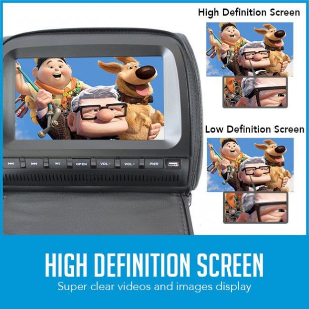 2x 9in Headrest DVD Player Car Monitor 1080p Usb Sony Lens Black Image 2
