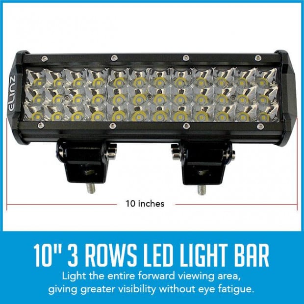 2x 10 Led Work Driving Light Bar Philips 3 Rows Spot Offroad Image 4