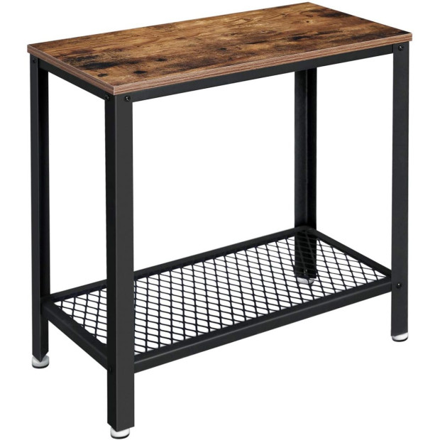 Industrial Side Table 2tier With Mesh And Metal Frame Rustic Brown