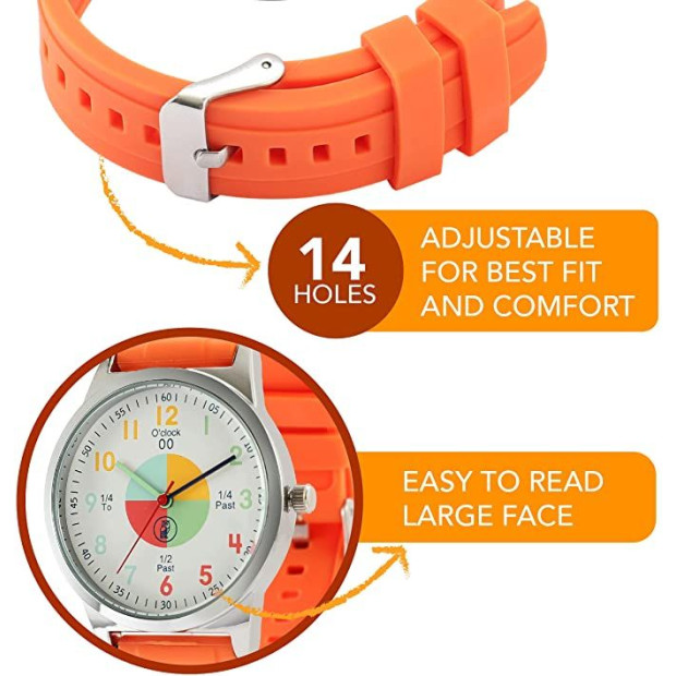 Kids Analog Watch Time Teaching Tool Great For Ages 515 Orange
