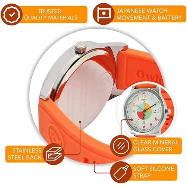 Kids Analog Watch Time Teaching Tool Great For Ages 515 Orange