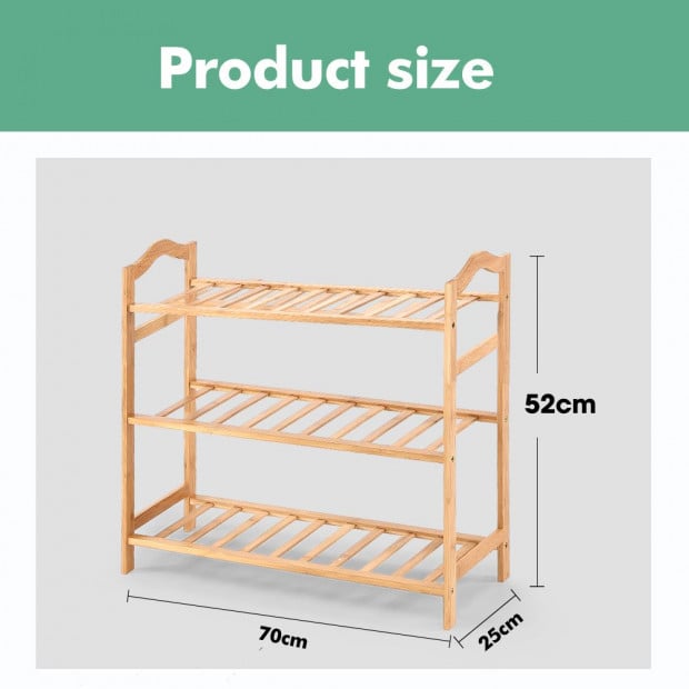 Bamboo Shoe Rack Storage Shelf Stand 3 Tiers Layers 70cm Image 11