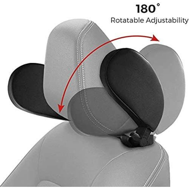 Car Travel Headrest Adjustable Washable Pillow PU Lether