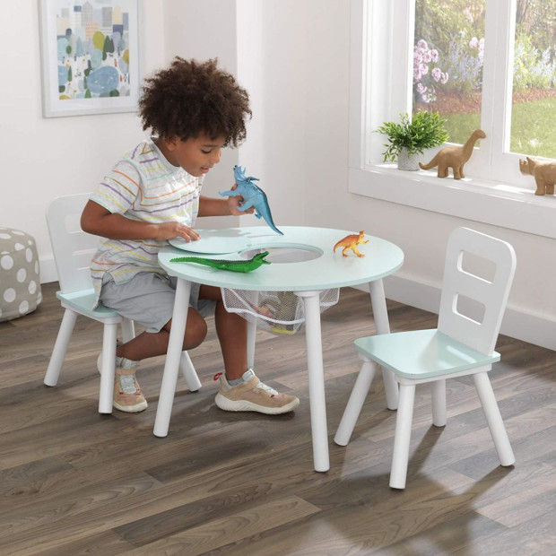 Round Table And 2 Chair Set For Children Mint