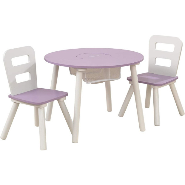 Round Table And 2 Chair Set For Children Lavender