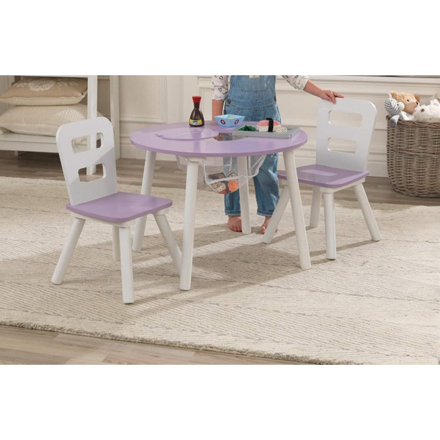 Round Table And 2 Chair Set For Children Lavender