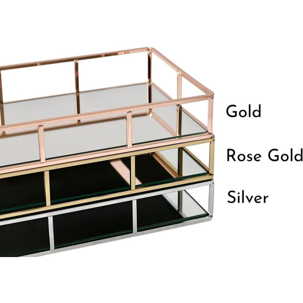 Tray Gold Mirror Decorative For Storage Jewelry And Makeup Accessories