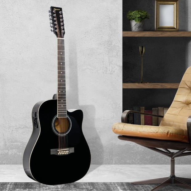 Karrera 12-String Acoustic Guitar with EQ - Black Image 9