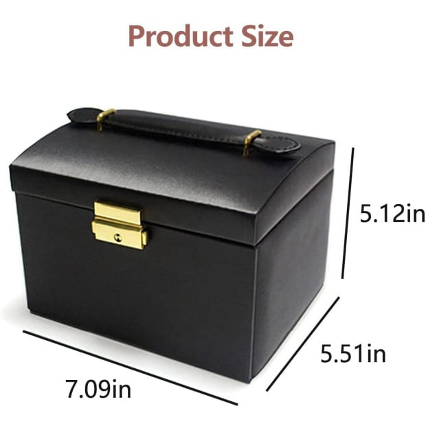 Portable Travel Jewelry Box Threelayer PU Leather Storage Box Mirror