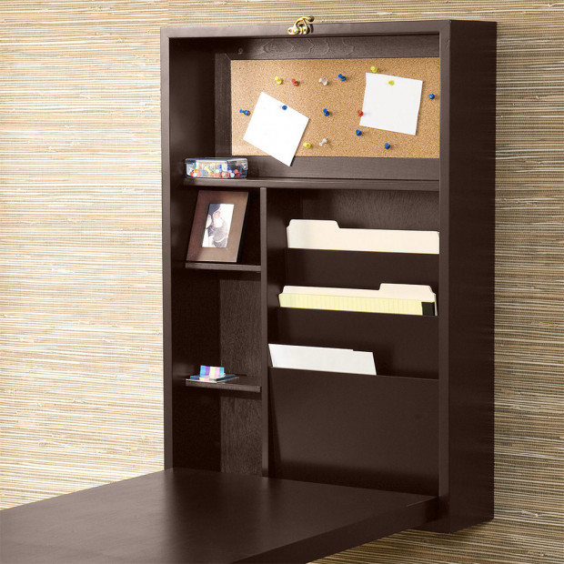 Convertible Wall Mounted Desk - Brown Image 3
