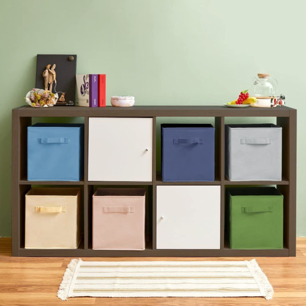 Pack Of 6 Foldable Fabric Basket Bin Storage Cube Pink