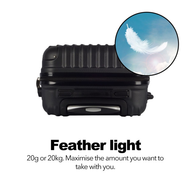 3pc ABS Luggage Suitcase Hard Case Shockproof Travel Set - Black Image 12