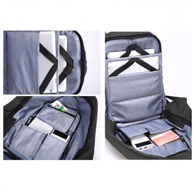 Anti Theft Waterproof School Travel Laptop Bags USB Charging - Black Image 5