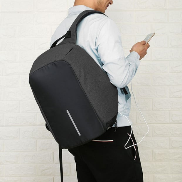Anti Theft Waterproof School Travel Laptop Bags USB Charging - Black Image 8