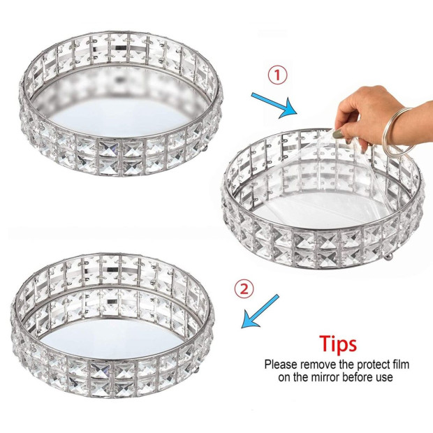 Crystal Vanity Makeup Tray Organizer Silver