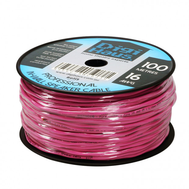 100m Premium In-Wall Speaker Cable, 16 AWG, Fire Rated